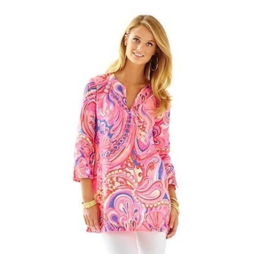 Lilly Pulitzer Linen Reef Retreat Tunic Top XS